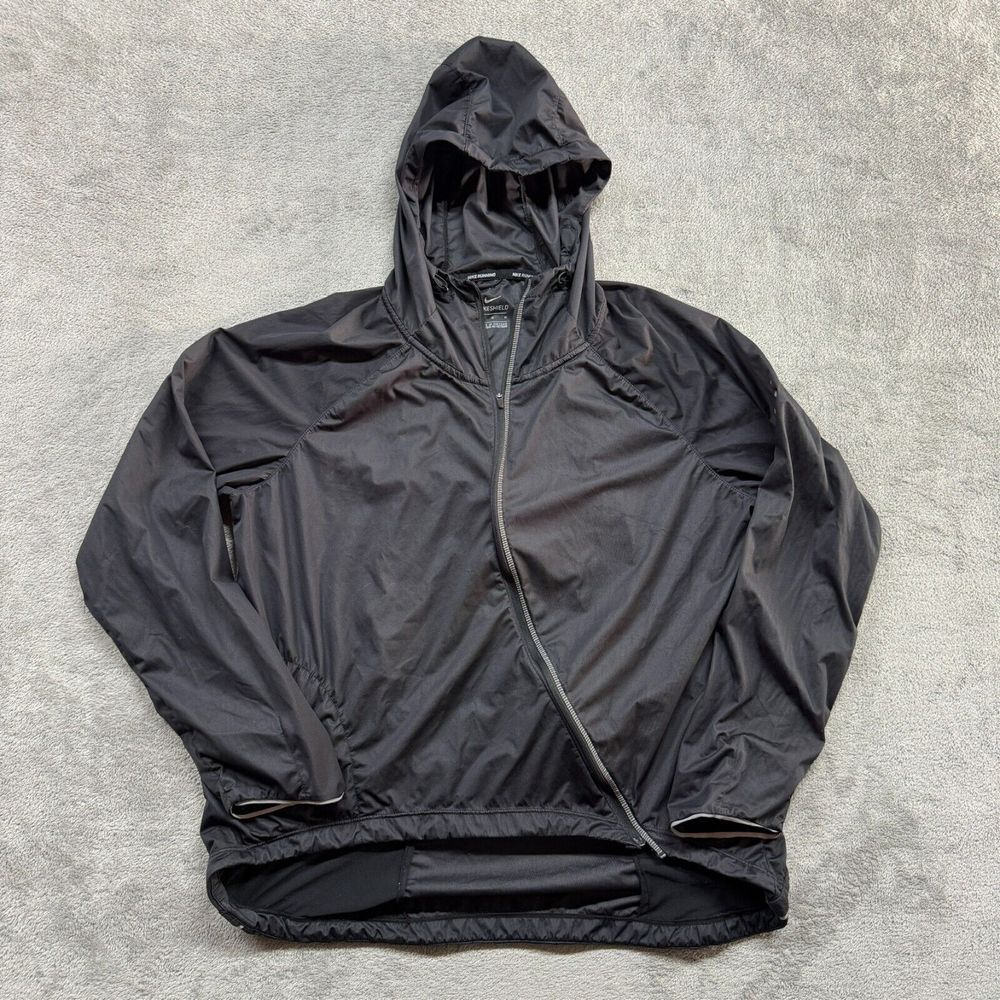 Nike Runway Shield Full Zip Windbreaker Hoodie Running Medium Black Womens Train